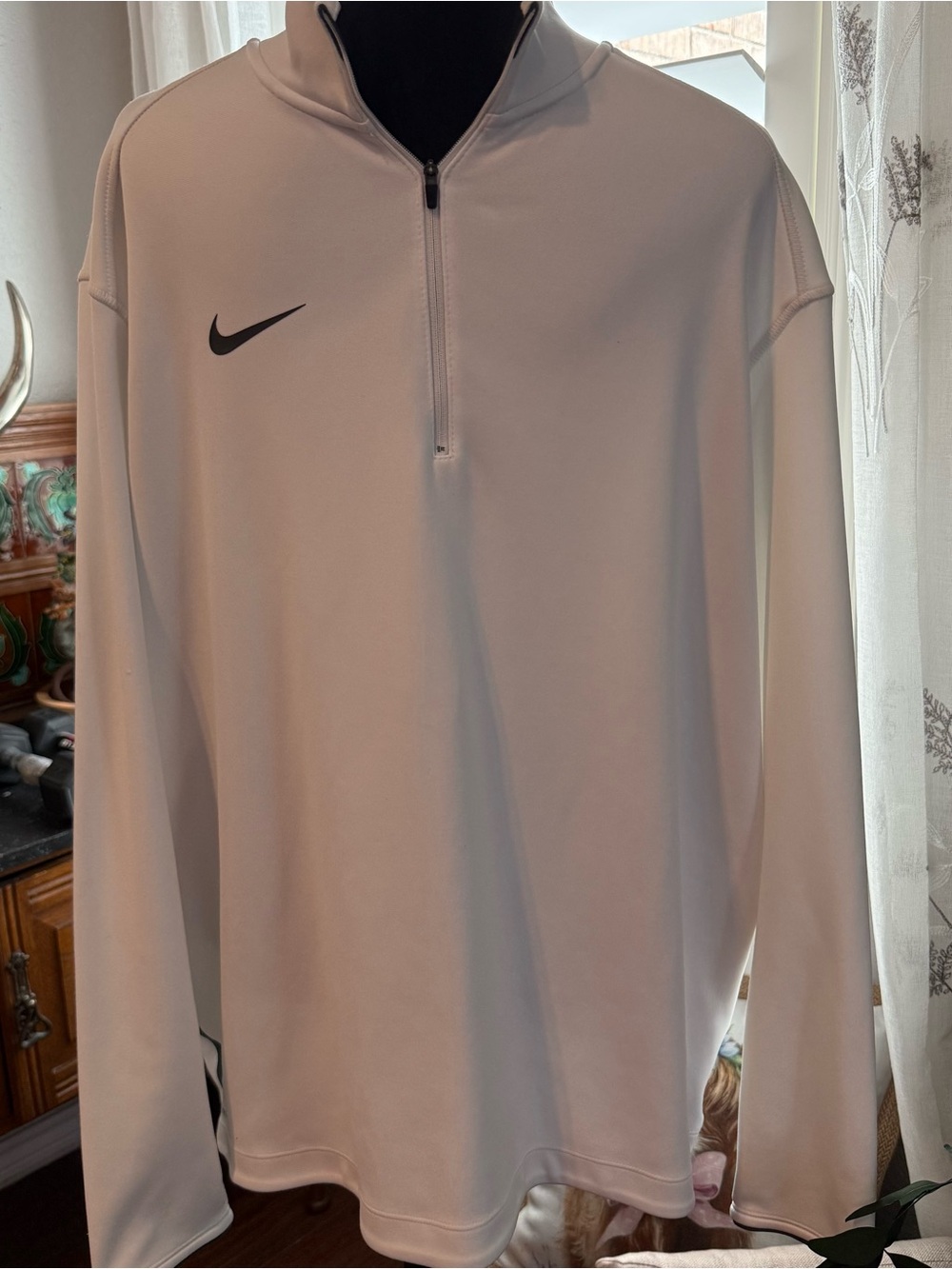 Nike Dri-FIT Quarter Zip Pullover Men’s XL White Black Lightweight Athletic
